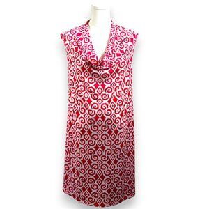 Tommy Bahama Size Medium Dress Cowl Neck Red White Cap Sleeve